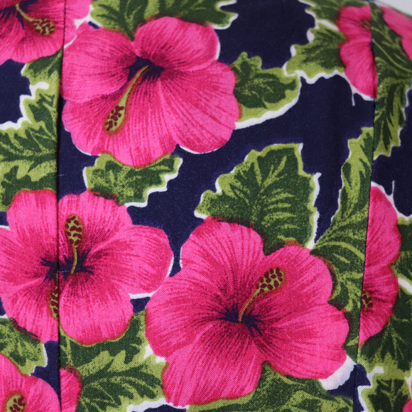 ❌SOLD❌vintage 90s hibiscus floral rayon dress 14 - Picture 3 of 8